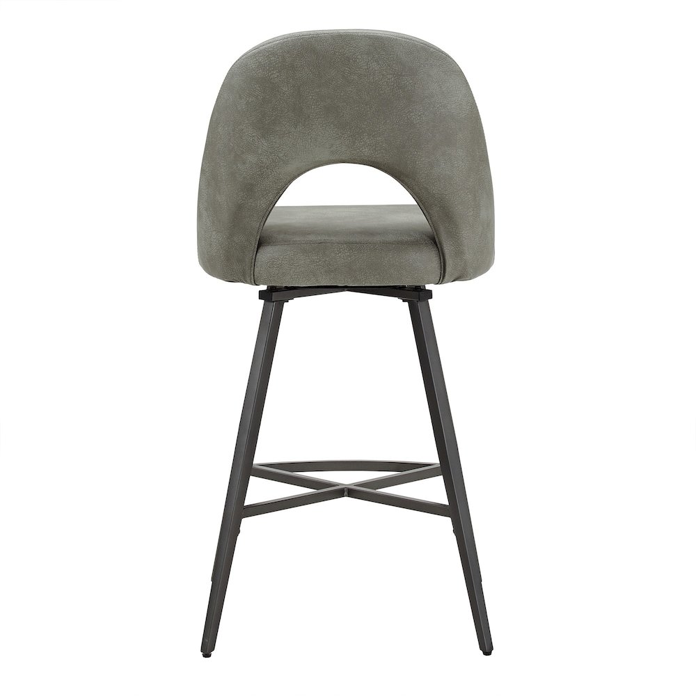 Set of 2, Iron Grey Finish Metal Light Grey PU Swivel Counter Height Chair. Picture 9