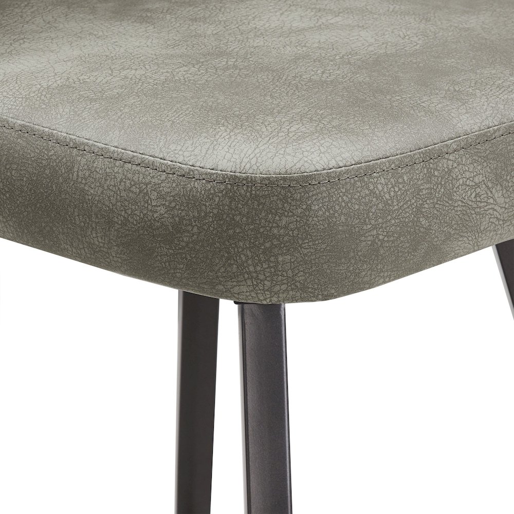 Set of 2, Iron Grey Finish Metal Light Grey PU Swivel Counter Height Chair. Picture 3