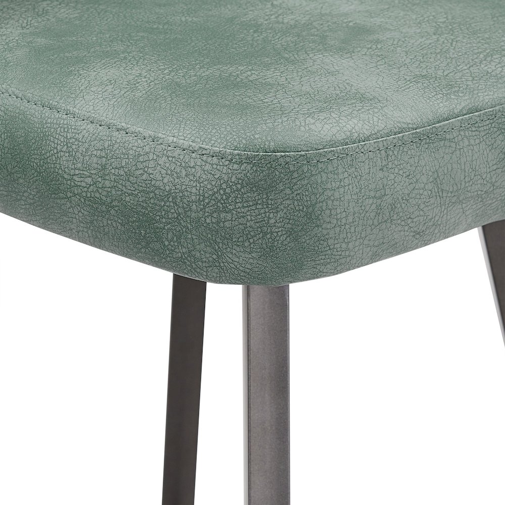 Set of 2, Iron Grey Finish Metal Teal PU Swivel Counter Height Chair. Picture 3