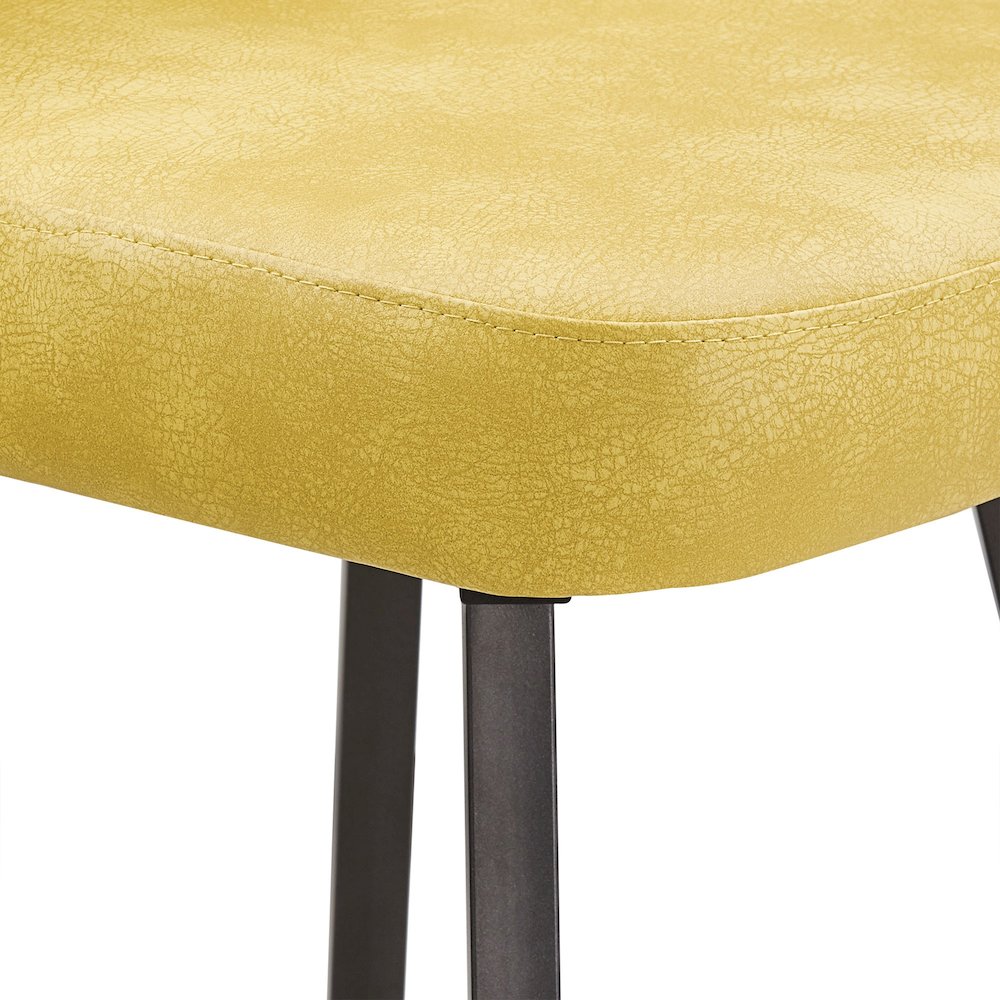 Set of 2, Iron Grey Finish Metal Yellow PU Swivel Counter Height Chair. Picture 3