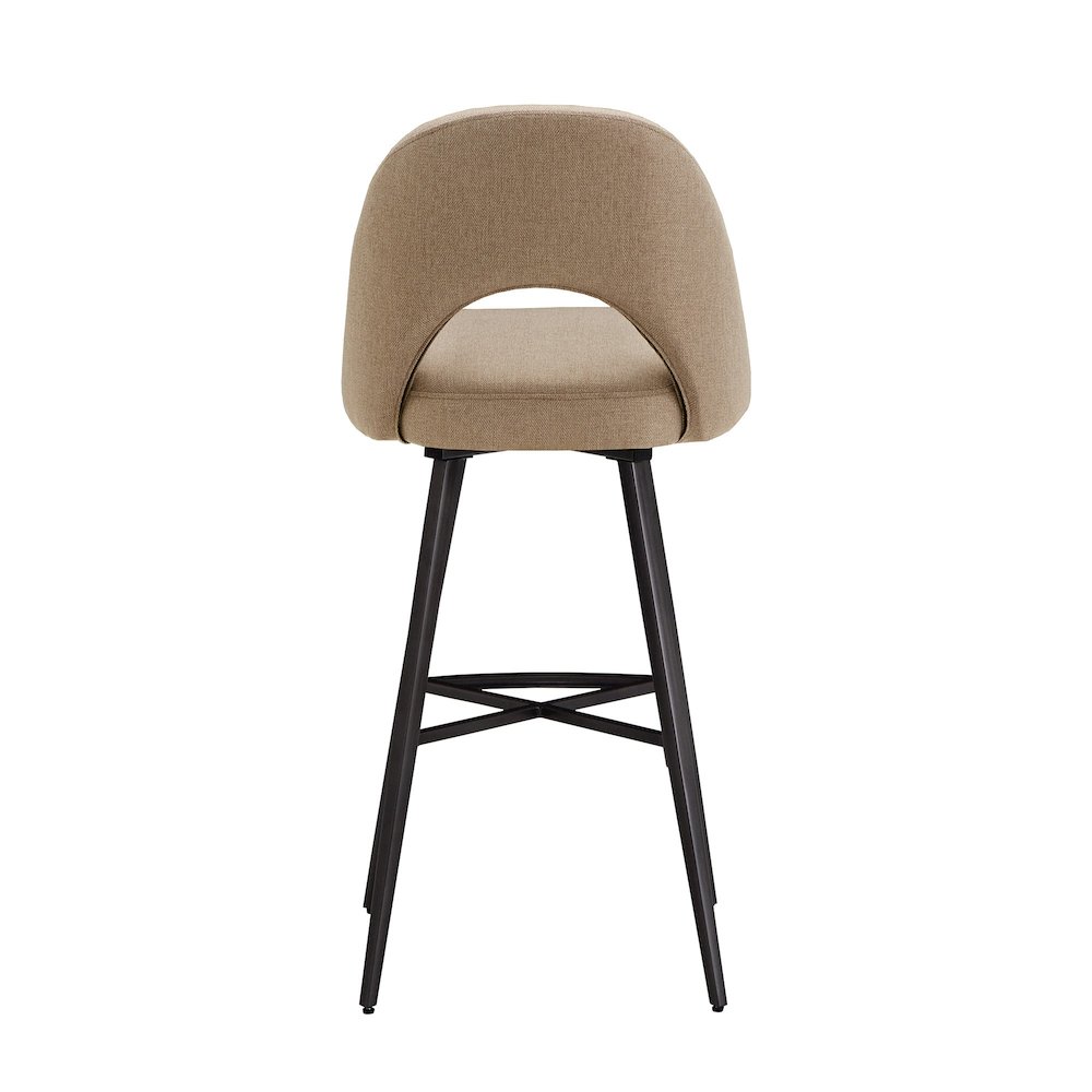 Set of 2, Iron Grey Finish Metal Beige Herringbone Swivel Bar Height Chair. Picture 8