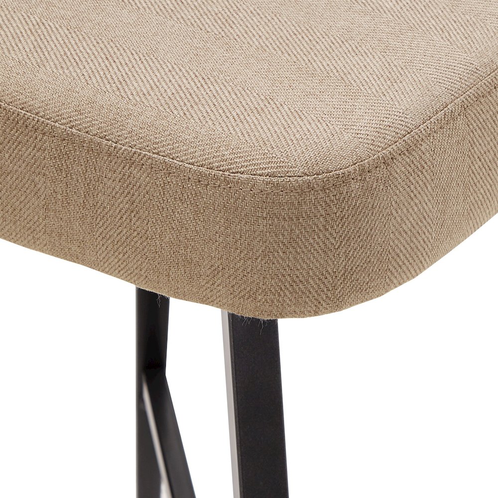 Set of 2, Iron Grey Finish Metal Beige Herringbone Swivel Bar Height Chair. Picture 3