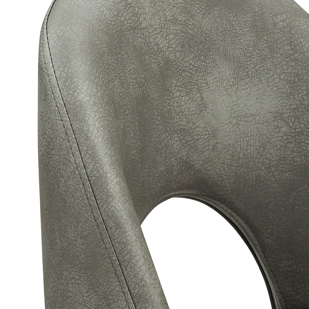Set of 2, Iron Grey Finish Metal Light Grey PU Swivel Bar Height Chair. Picture 4