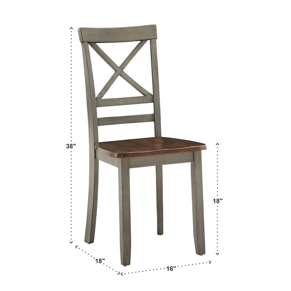 Two-Tone Rustic Oak & Antique Grey Finish 5Pc Pack Dining Set. Picture 4