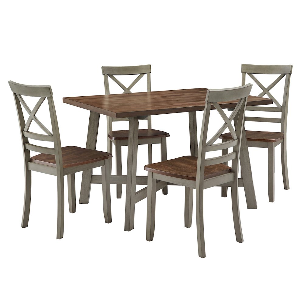 Two-Tone Rustic Oak & Antique Grey Finish 5Pc Pack Dining Set. Picture 9