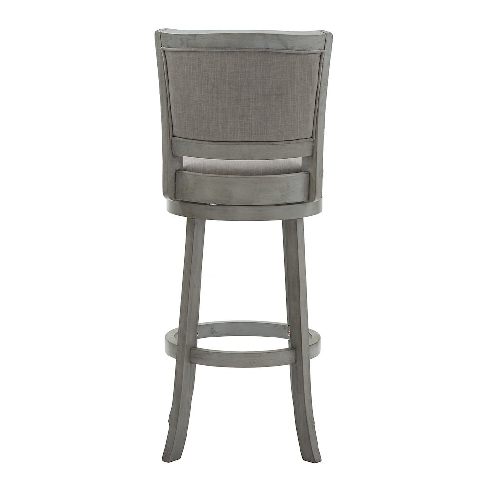 Antique Grey Finish Grey Linen Swivel Bar Height Chair. Picture 6