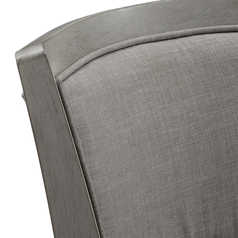 Antique Grey Finish Grey Linen Swivel Bar Height Chair. Picture 3
