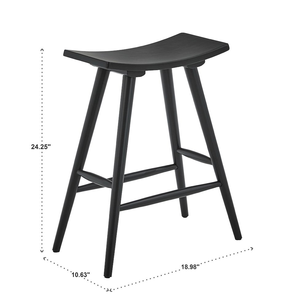 Set of 2, Vulcan Black Finish Counter Height Stool. Picture 3
