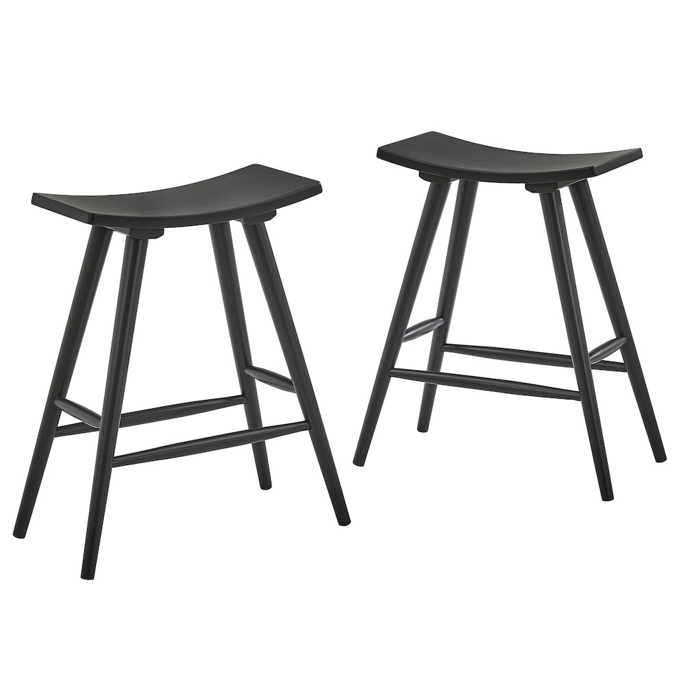 Set of 2, Vulcan Black Finish Counter Height Stool. Picture 5