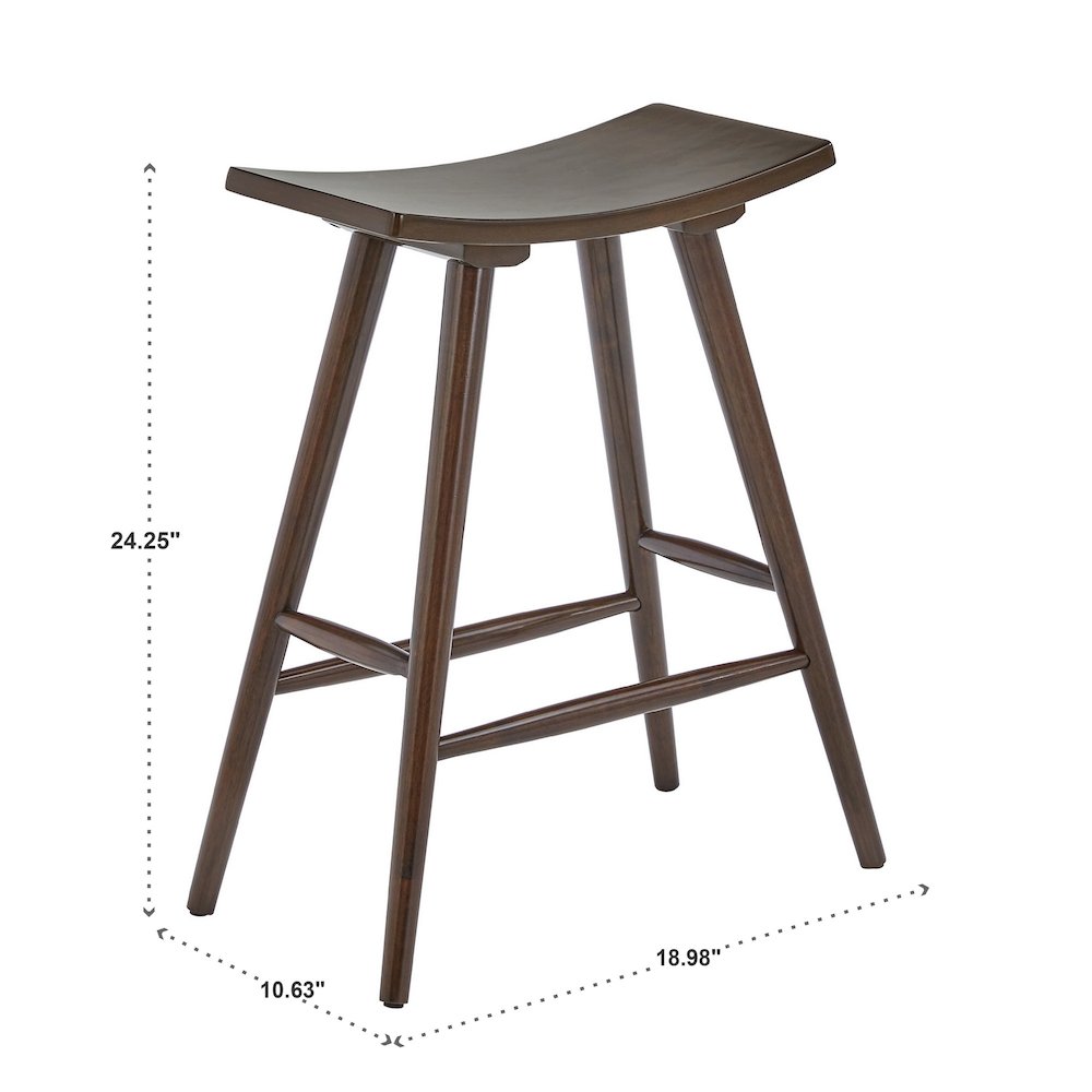Set of 2, Dark Walnut Finish Counter Height Stool. Picture 3