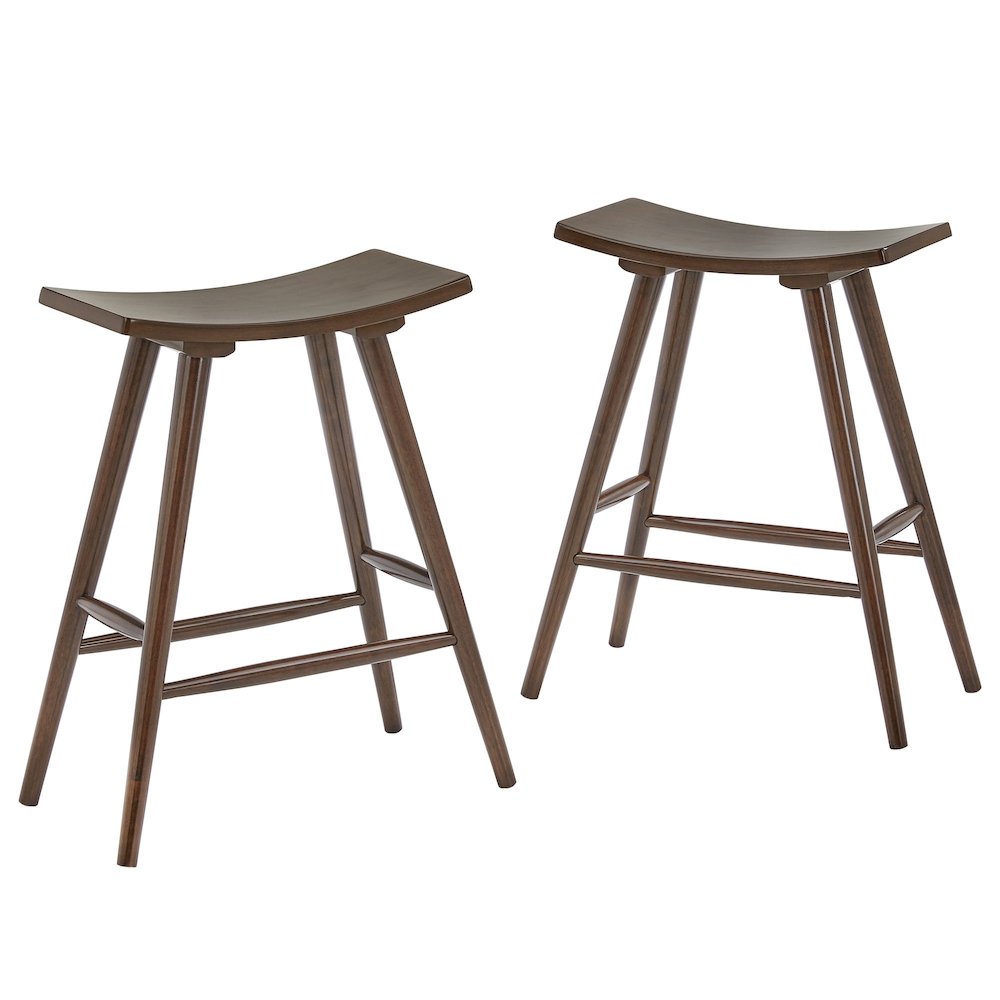 Set of 2, Dark Walnut Finish Counter Height Stool. Picture 5