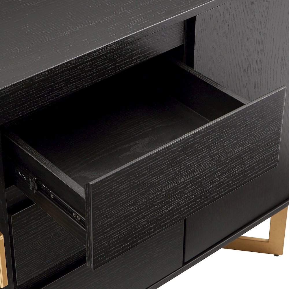 Black Finish Server With Gold Metal Base. Picture 4