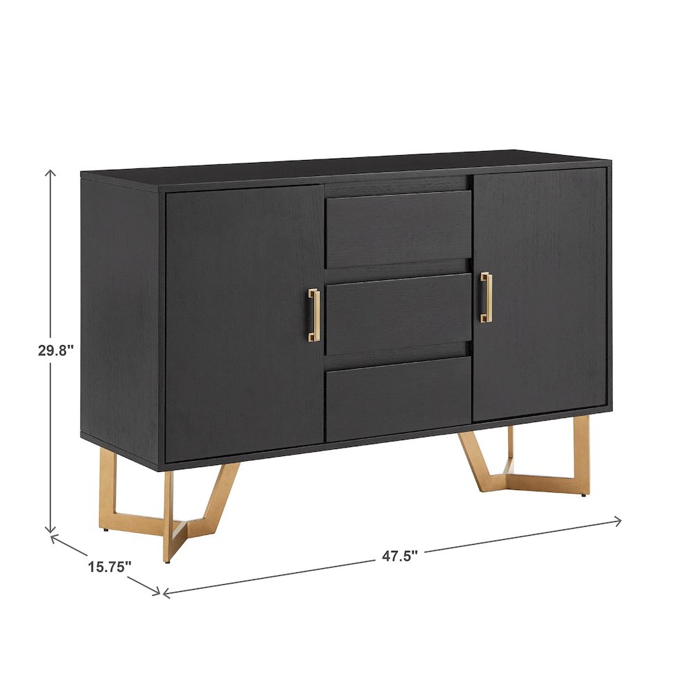 Black Finish Server With Gold Metal Base. Picture 5