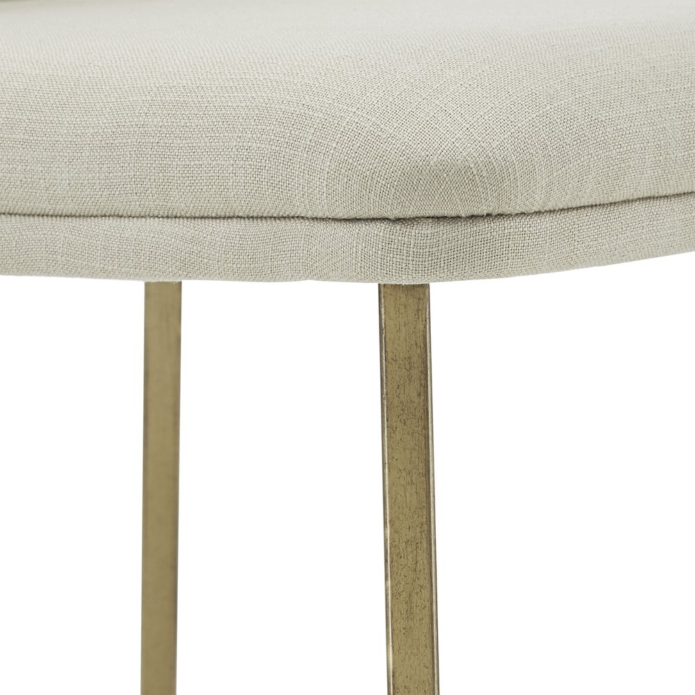 Set of 2, Gold Finish Beige Fabric Dining Chair. Picture 4