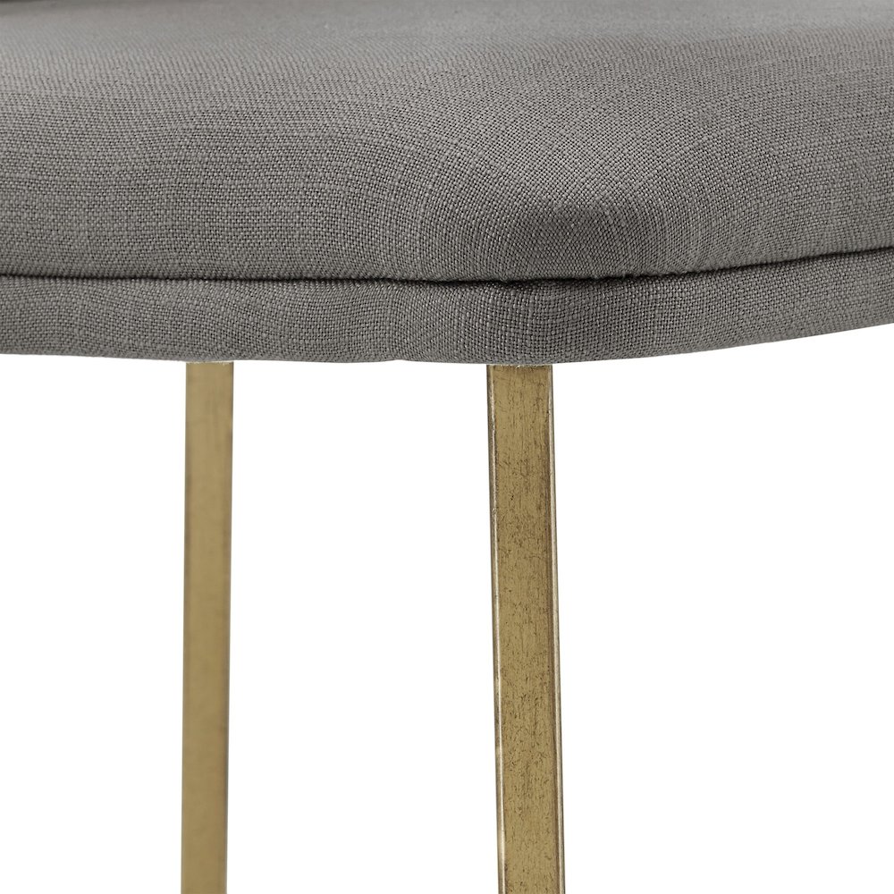Set of 2, Gold Finish Flint Grey Linen Dining Chair. Picture 3