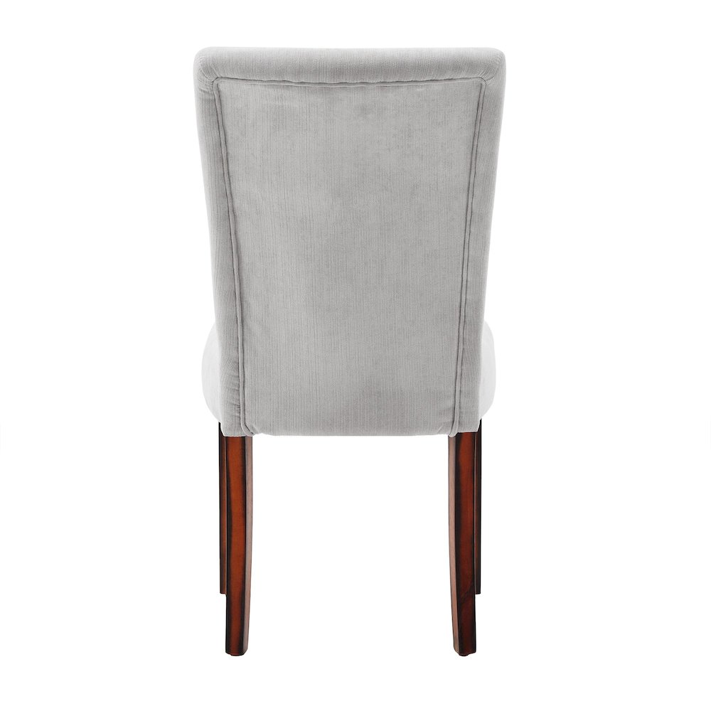 Set of 2, Espresso Finish Silver Grey Chenille Parson Chair. Picture 7