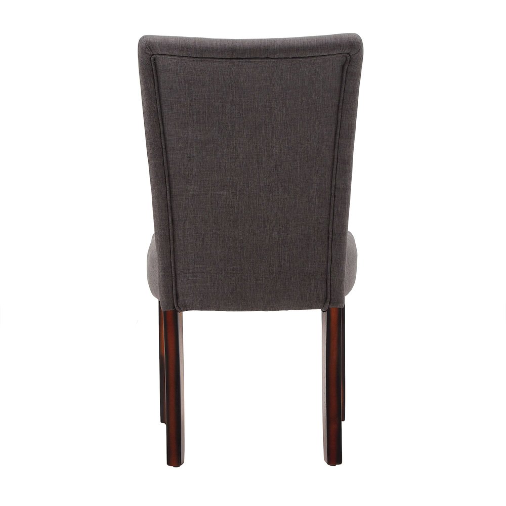 Set of 2, Espresso Finish Dark Grey Fabric Parson Chair. Picture 7