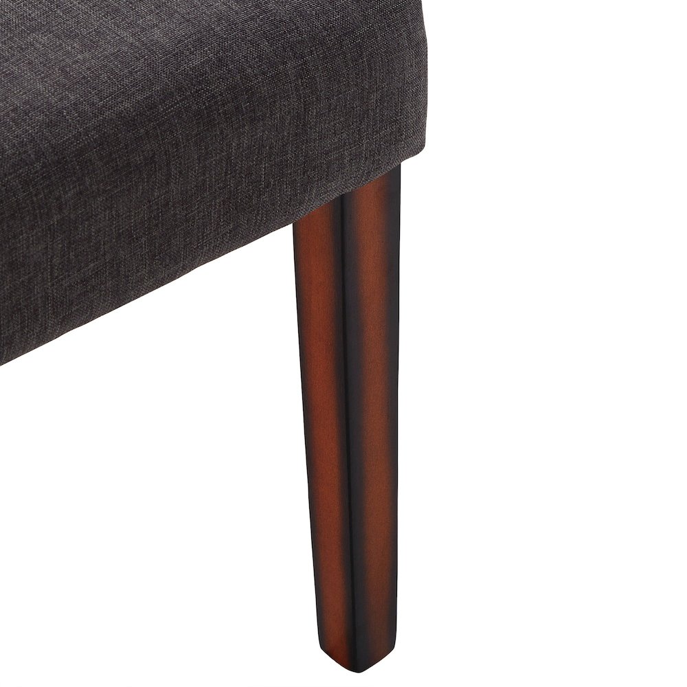 Set of 2, Espresso Finish Dark Grey Fabric Parson Chair. Picture 3