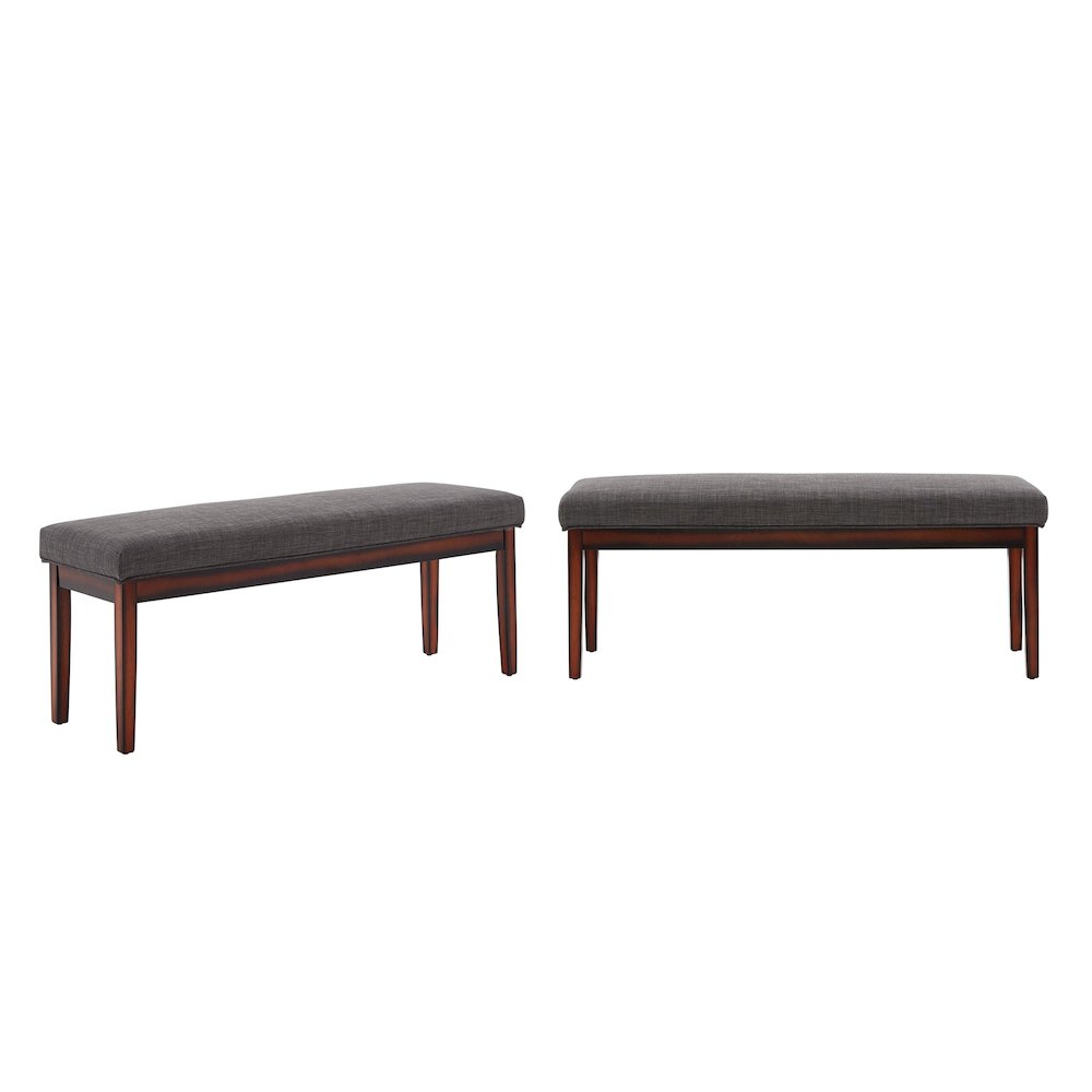 Espresso Finish Dark Grey Linen 52"W Bench. Picture 4