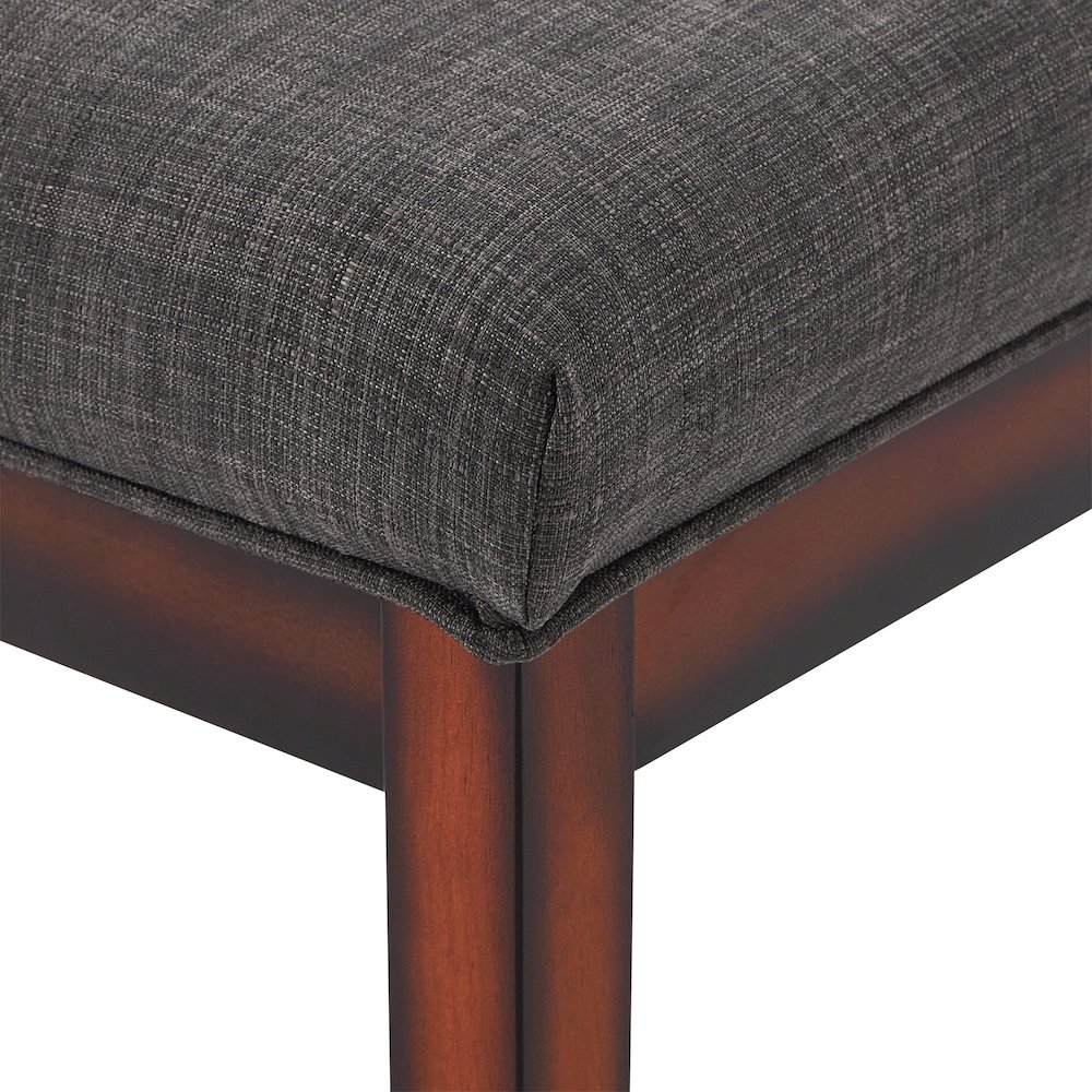 Espresso Finish Dark Grey Linen 52"W Bench. Picture 3
