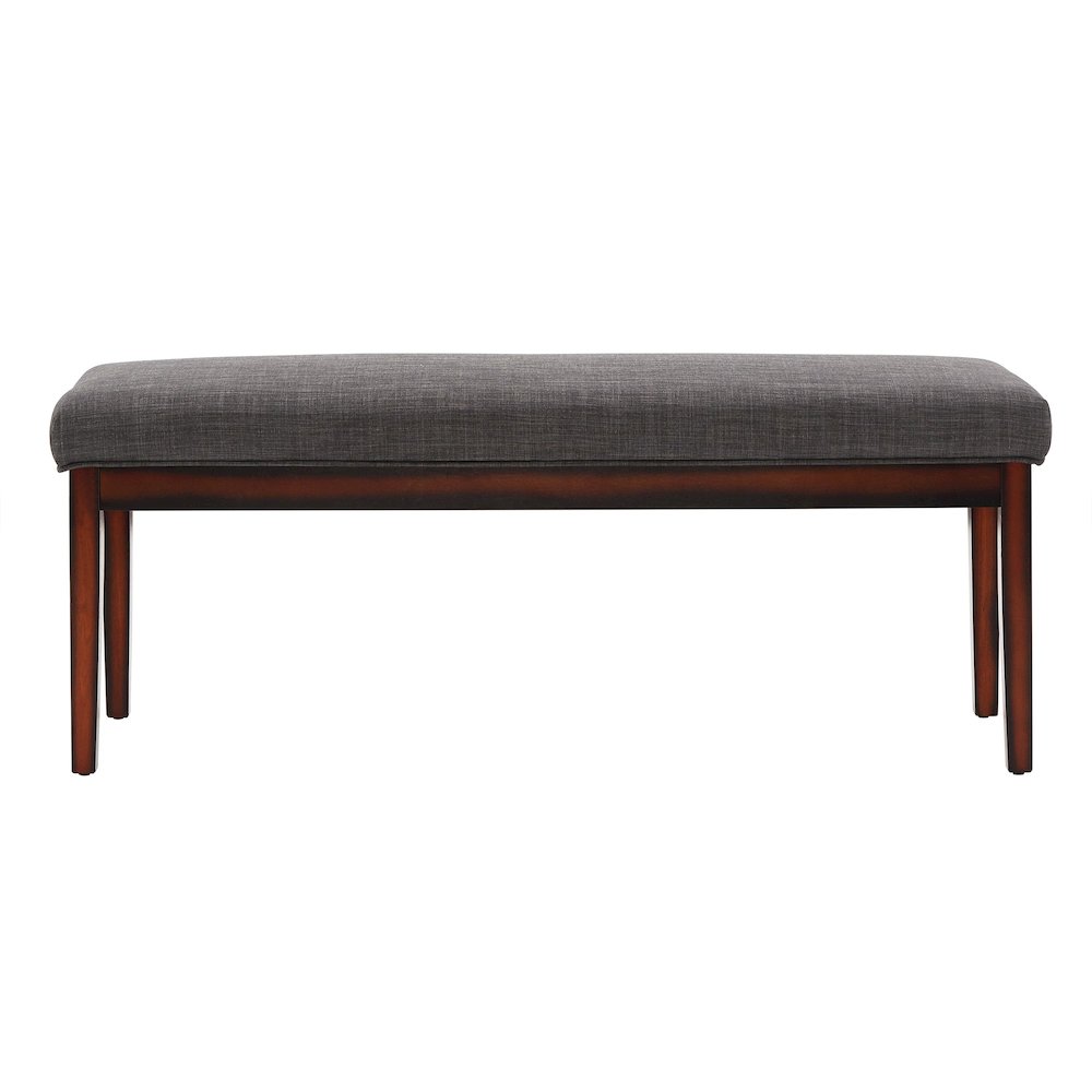Espresso Finish Dark Grey Linen 52"W Bench. Picture 6