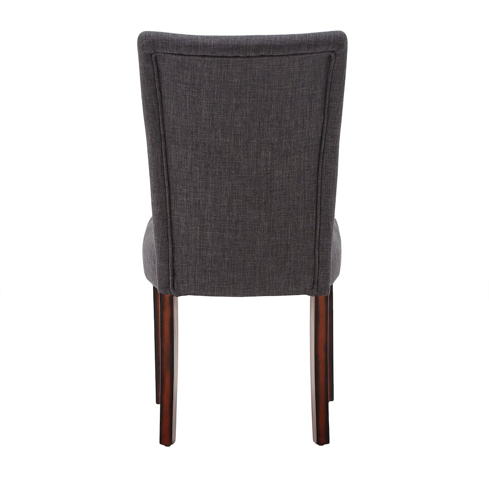 Set of 2, Espresso Finish Dark Grey Linen Parson Chair. Picture 7
