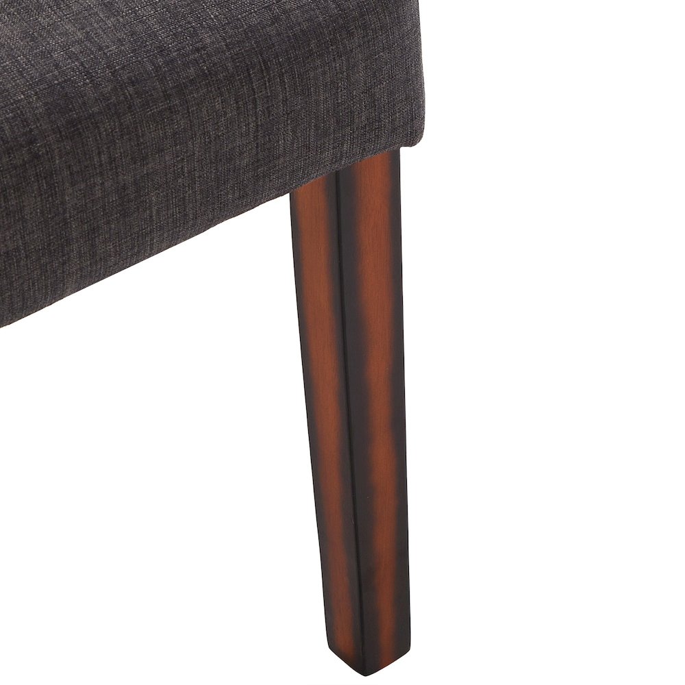 Set of 2, Espresso Finish Dark Grey Linen Parson Chair. Picture 3