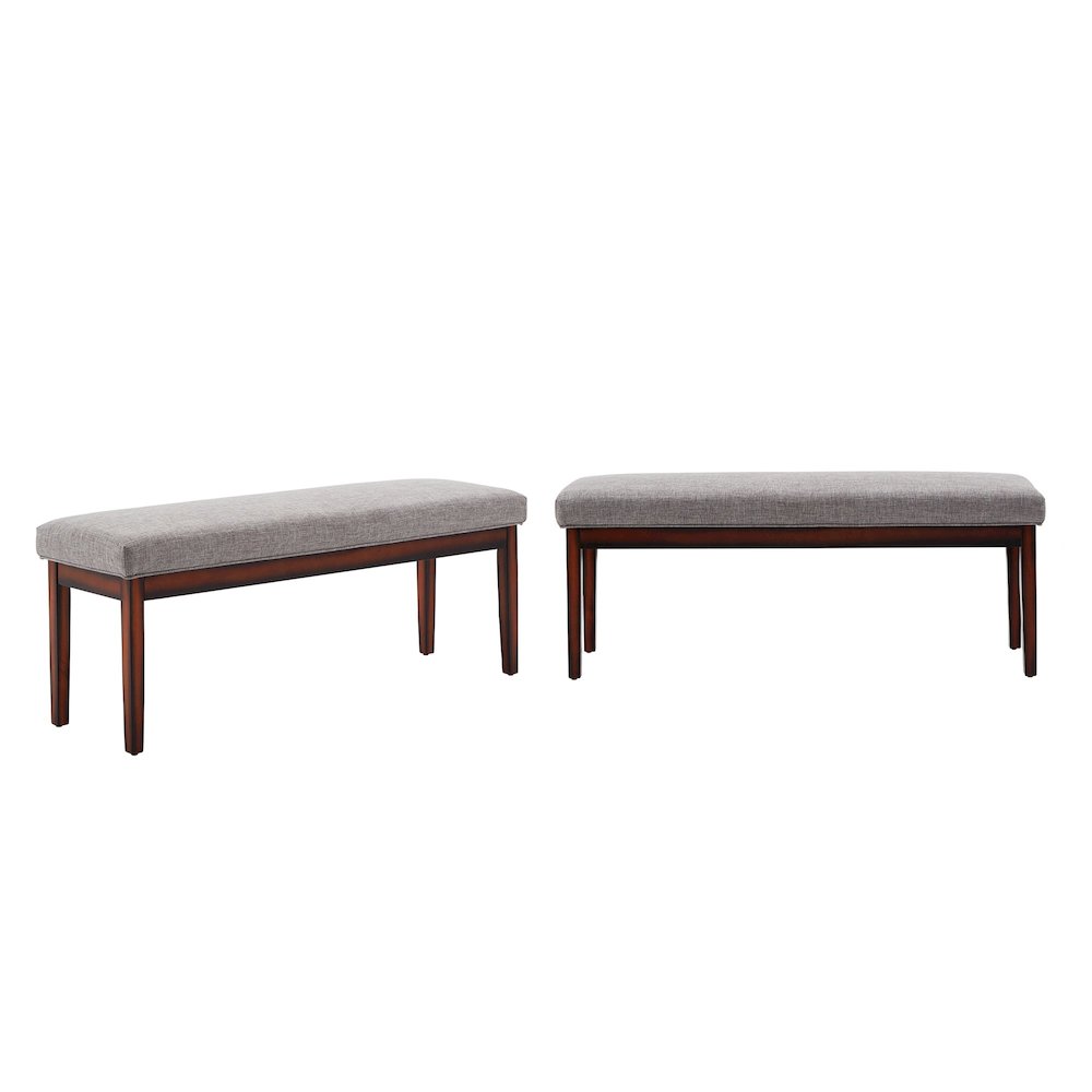 Espresso Finish Grey Linen 52"W Bench. Picture 3