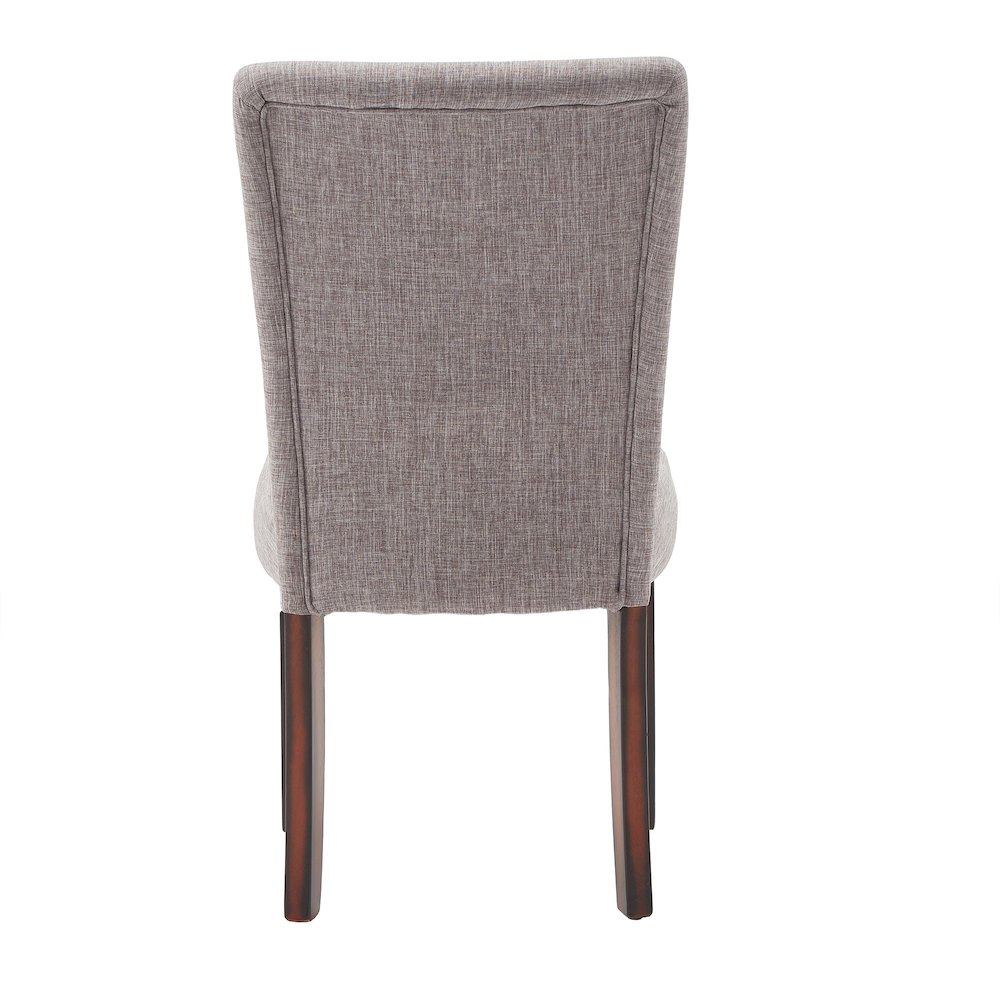 Set of 2, Espresso Finish Grey Linen Parson Chair. Picture 7