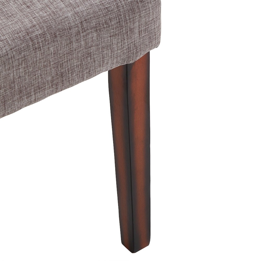 Set of 2, Espresso Finish Grey Linen Parson Chair. Picture 3
