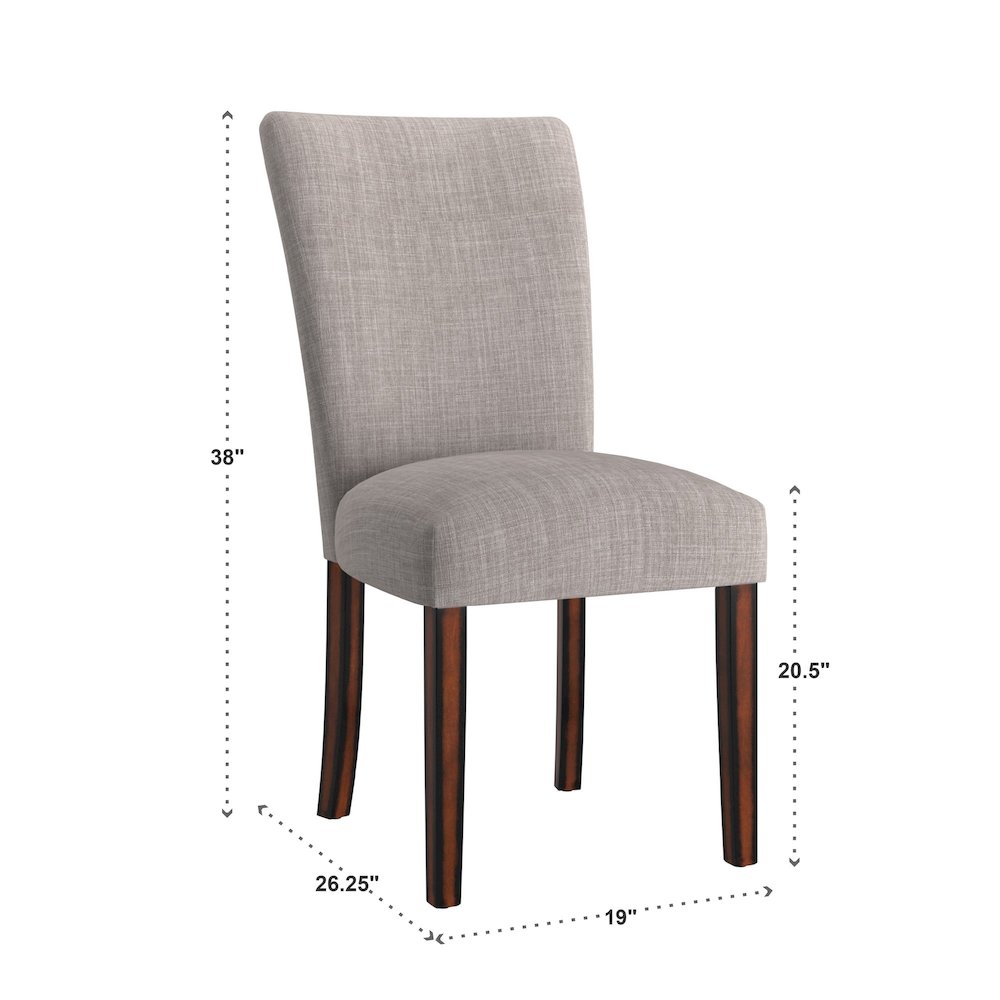 Set of 2, Espresso Finish Grey Linen Parson Chair. Picture 5