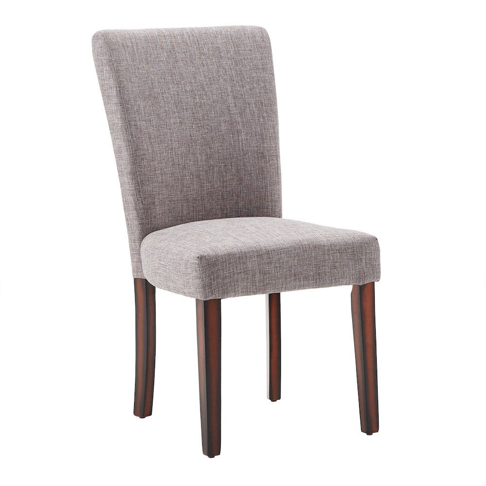 Set of 2, Espresso Finish Grey Linen Parson Chair. Picture 6