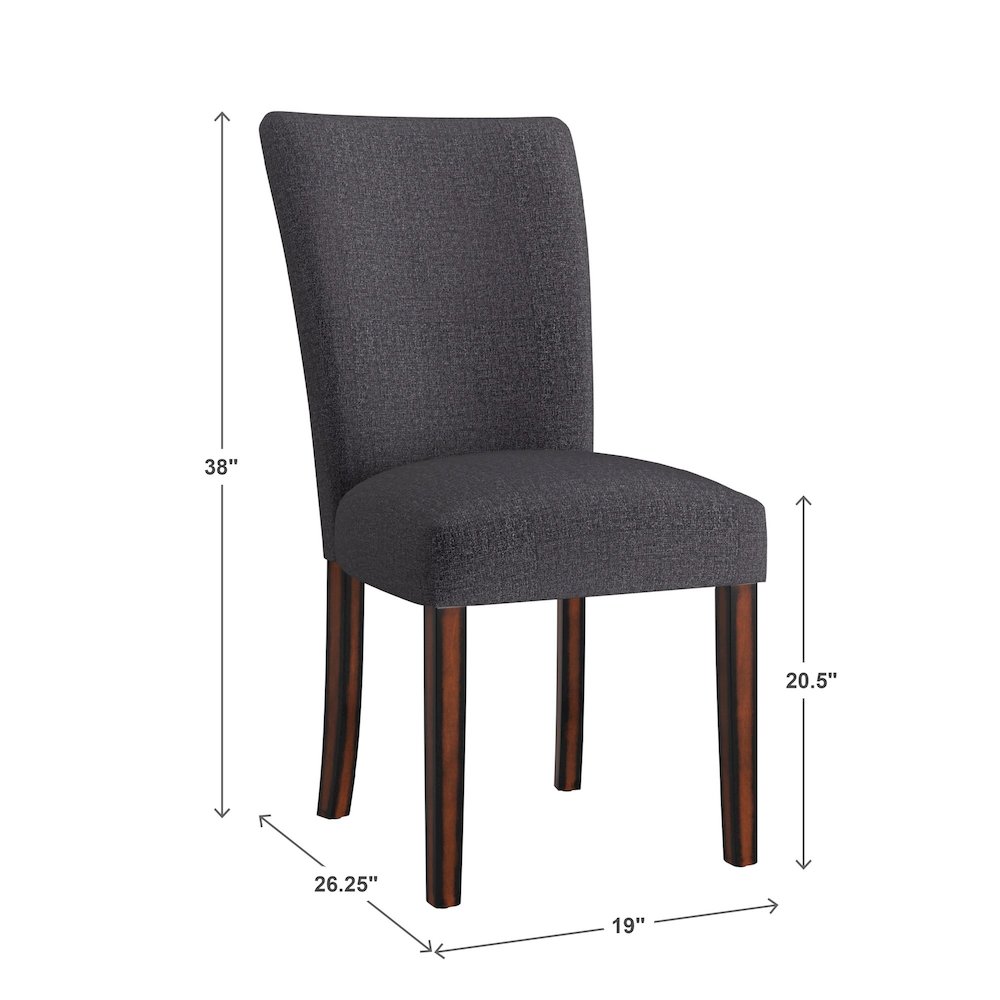 Set of 2, Espresso Finish Black Heathered Weave Parson Chair. Picture 5