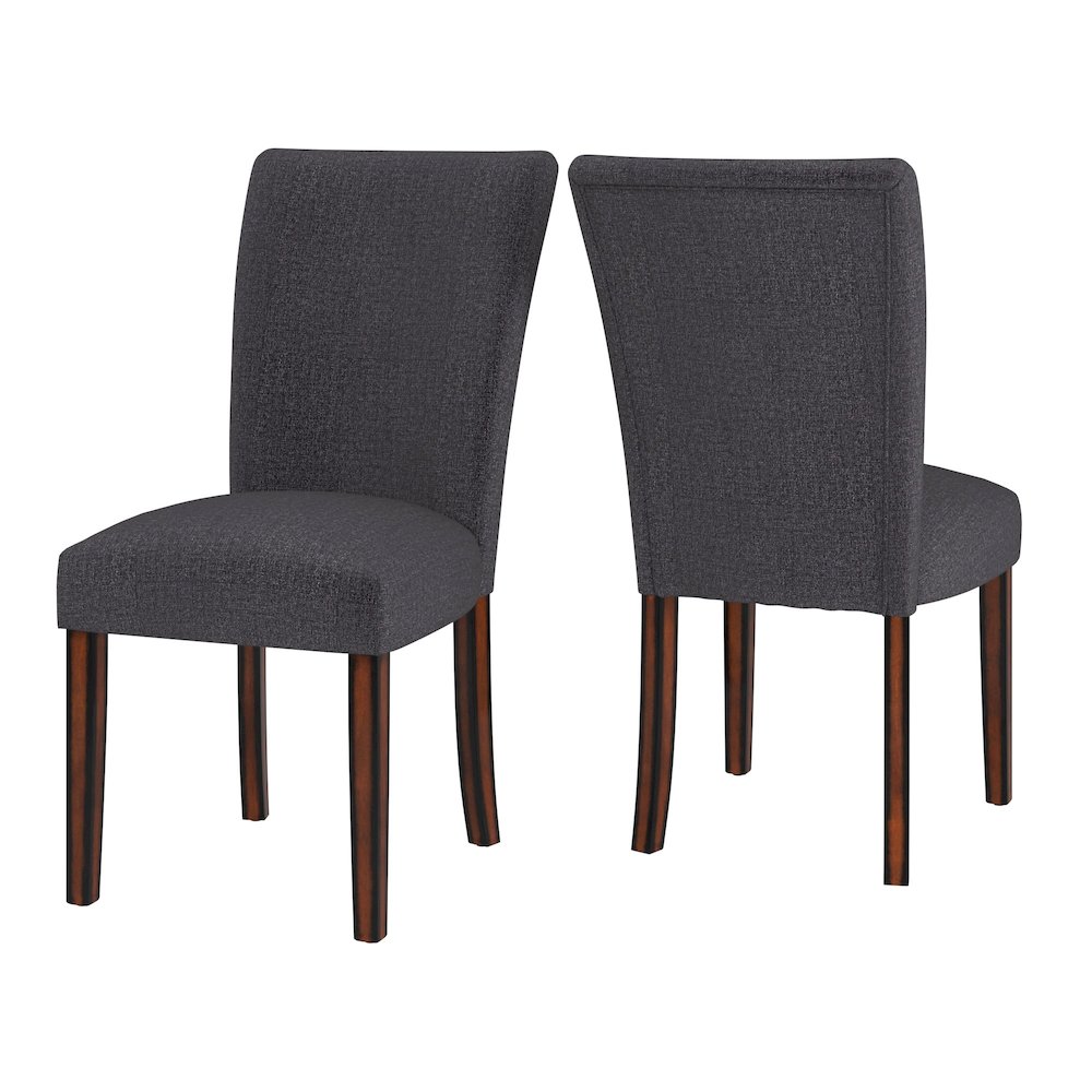 Set of 2, Espresso Finish Black Heathered Weave Parson Chair. Picture 8