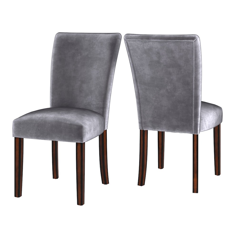 Set of 2, Espresso Finish Blue Velvet Parson Chair. Picture 8