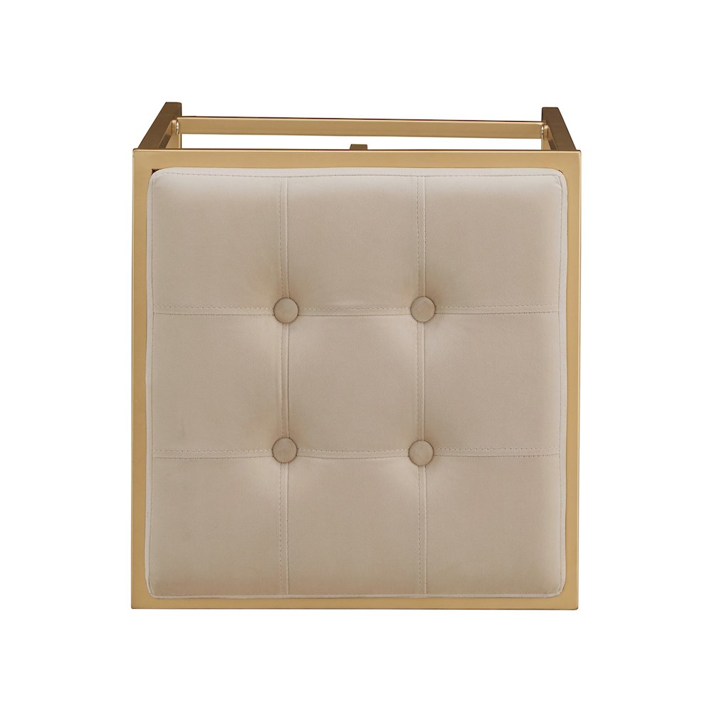 Set of 2, Gold Finish Beige Velvet Counter Height Stool. Picture 5