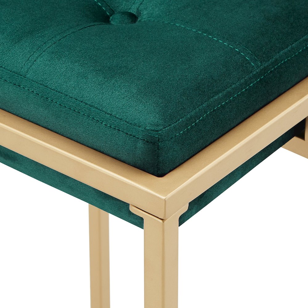 Set of 2, Gold Finish Dark Green Velvet Counter Height Stool. Picture 4