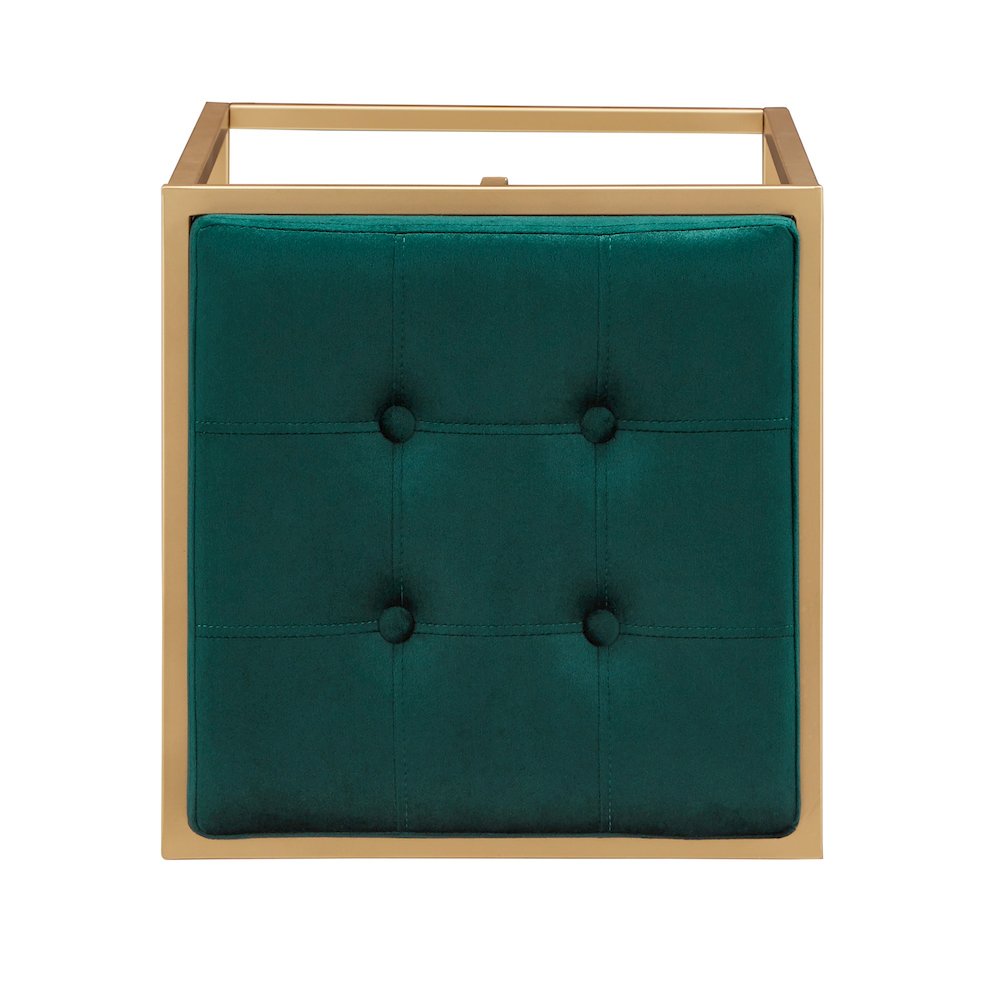 Set of 2, Gold Finish Dark Green Velvet Counter Height Stool. Picture 6