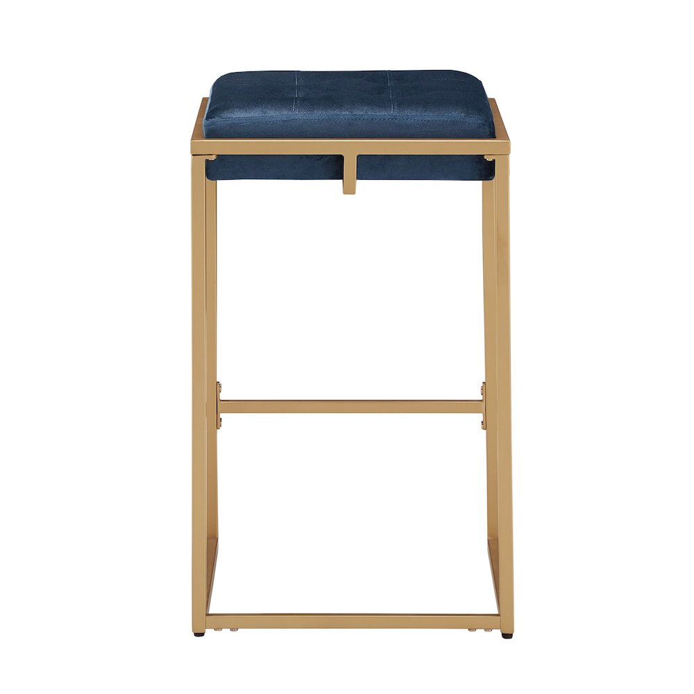 Set of 2, Gold Finish Dark Green Velvet Counter Height Stool. Picture 1