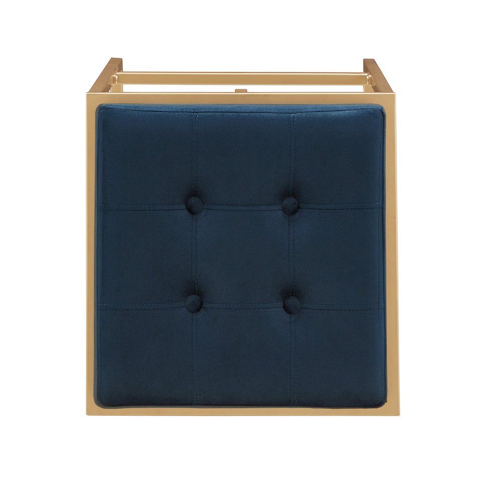 Set of 2, Gold Finish Blue Velvet Bar Height Stool. Picture 6