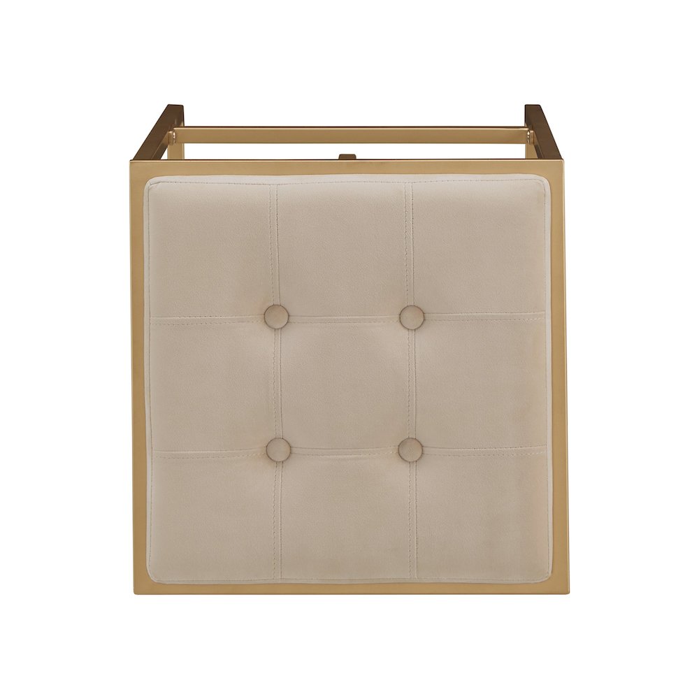 Set of 2, Gold Finish Beige Velvet Bar Height Stool. Picture 6