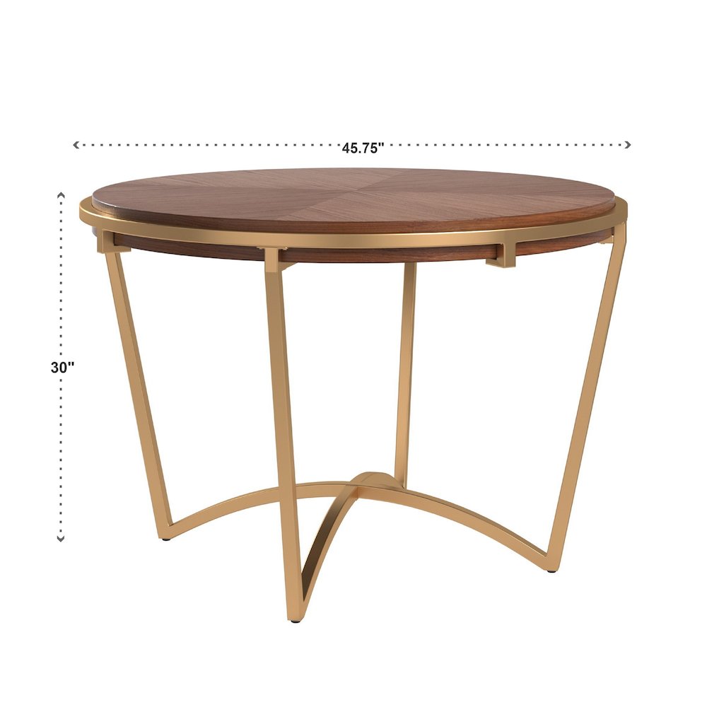 Natural Finish Dining Table With Gold Metal Base. Picture 3