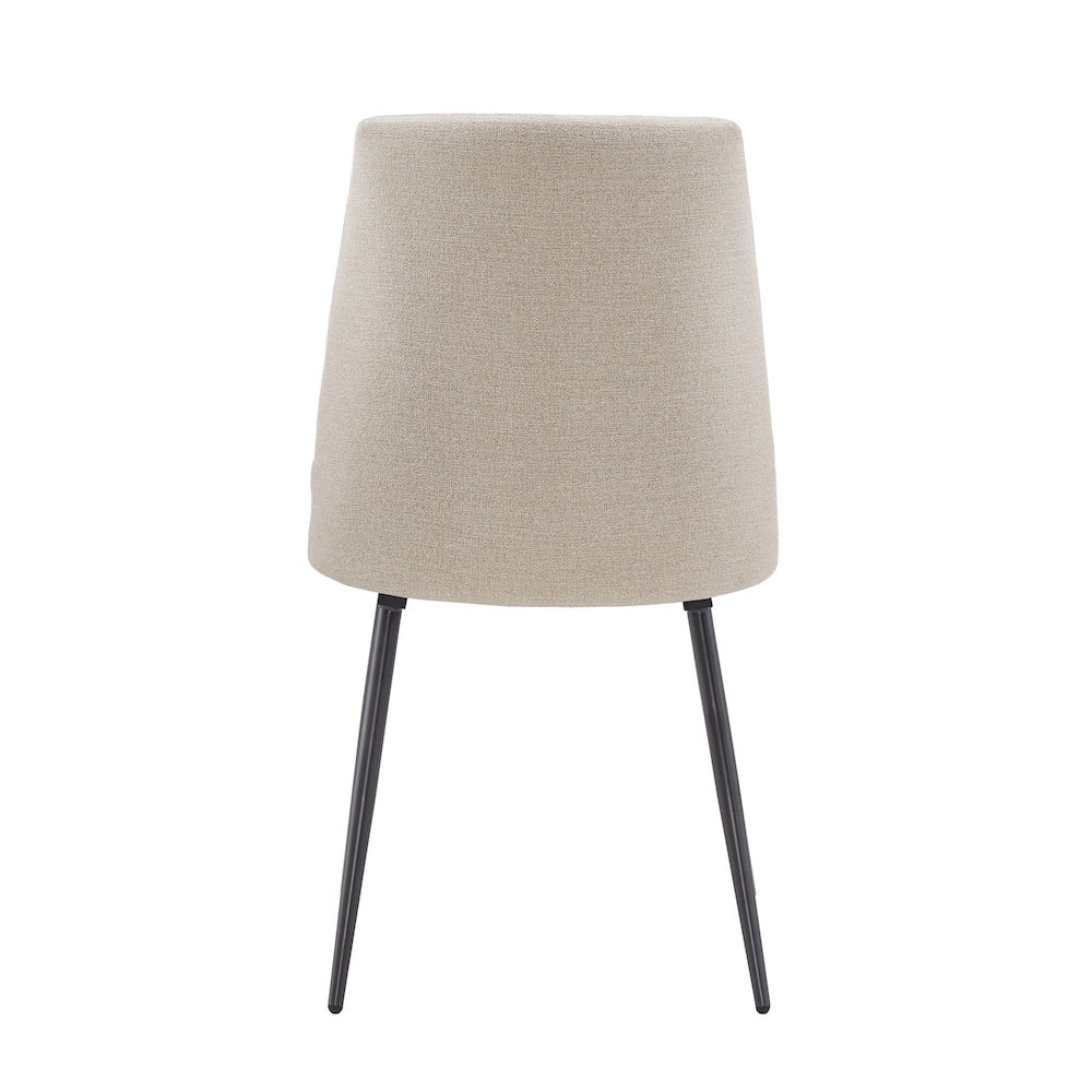 Set of 2, Iron Grey Finish Metal Beige Chenille Dining Chair. Picture 7