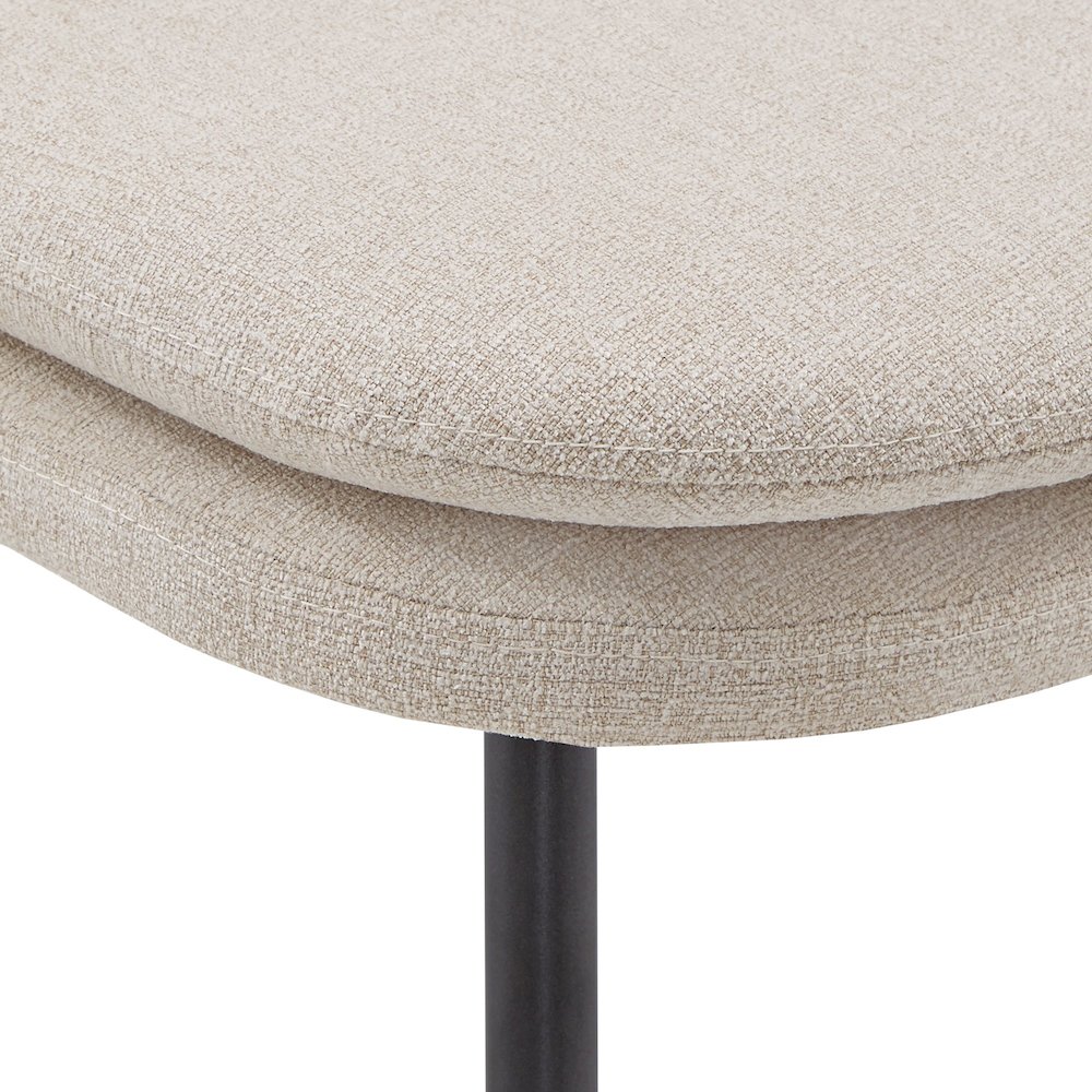 Set of 2, Iron Grey Finish Metal Beige Chenille Dining Chair. Picture 3
