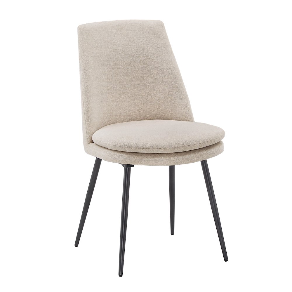 Set of 2, Iron Grey Finish Metal Beige Chenille Dining Chair. Picture 5