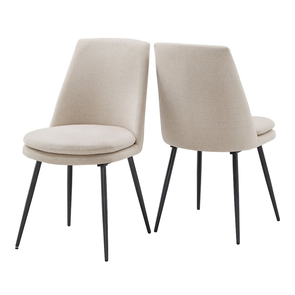 Set of 2, Iron Grey Finish Metal Beige Chenille Dining Chair. Picture 8