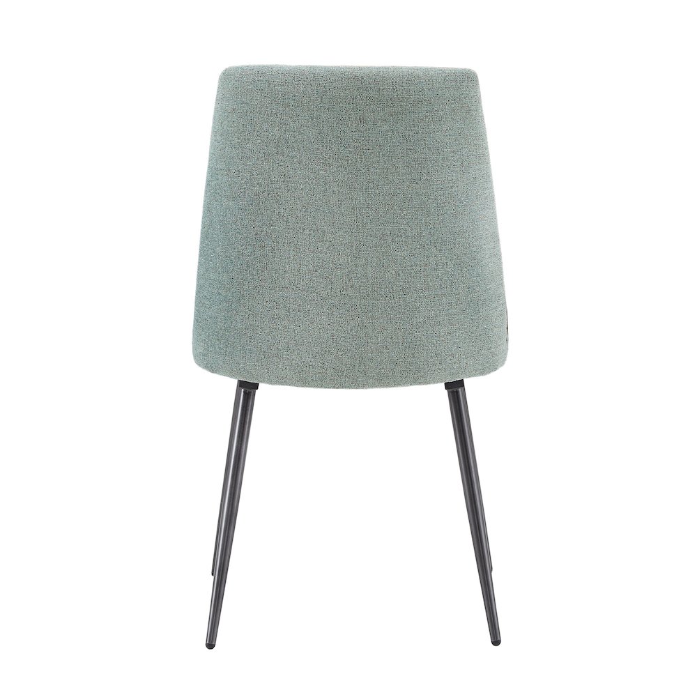 Set of 2, Iron Grey Finish Metal Blue Chenille Dining Chair. Picture 7