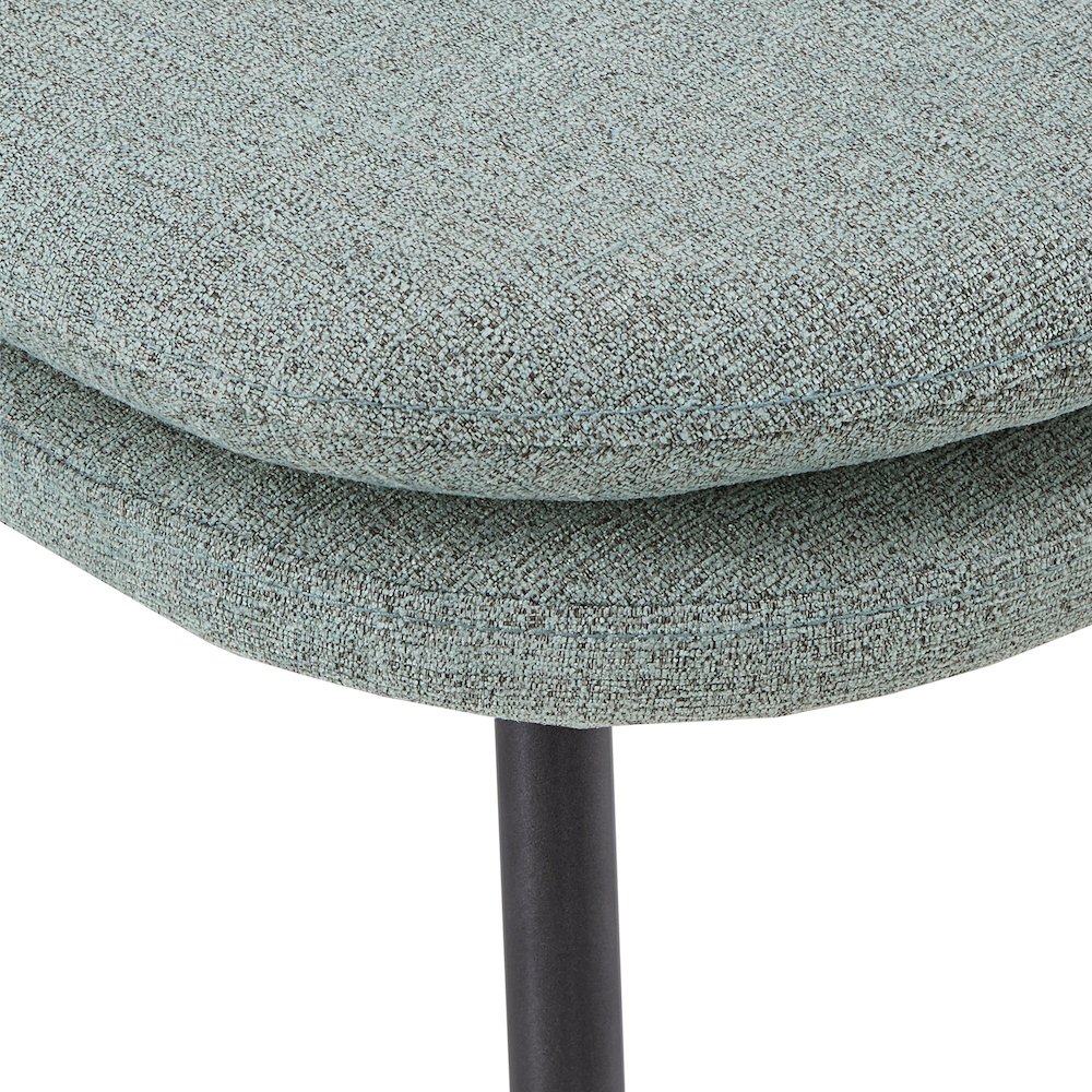 Set of 2, Iron Grey Finish Metal Blue Chenille Dining Chair. Picture 3