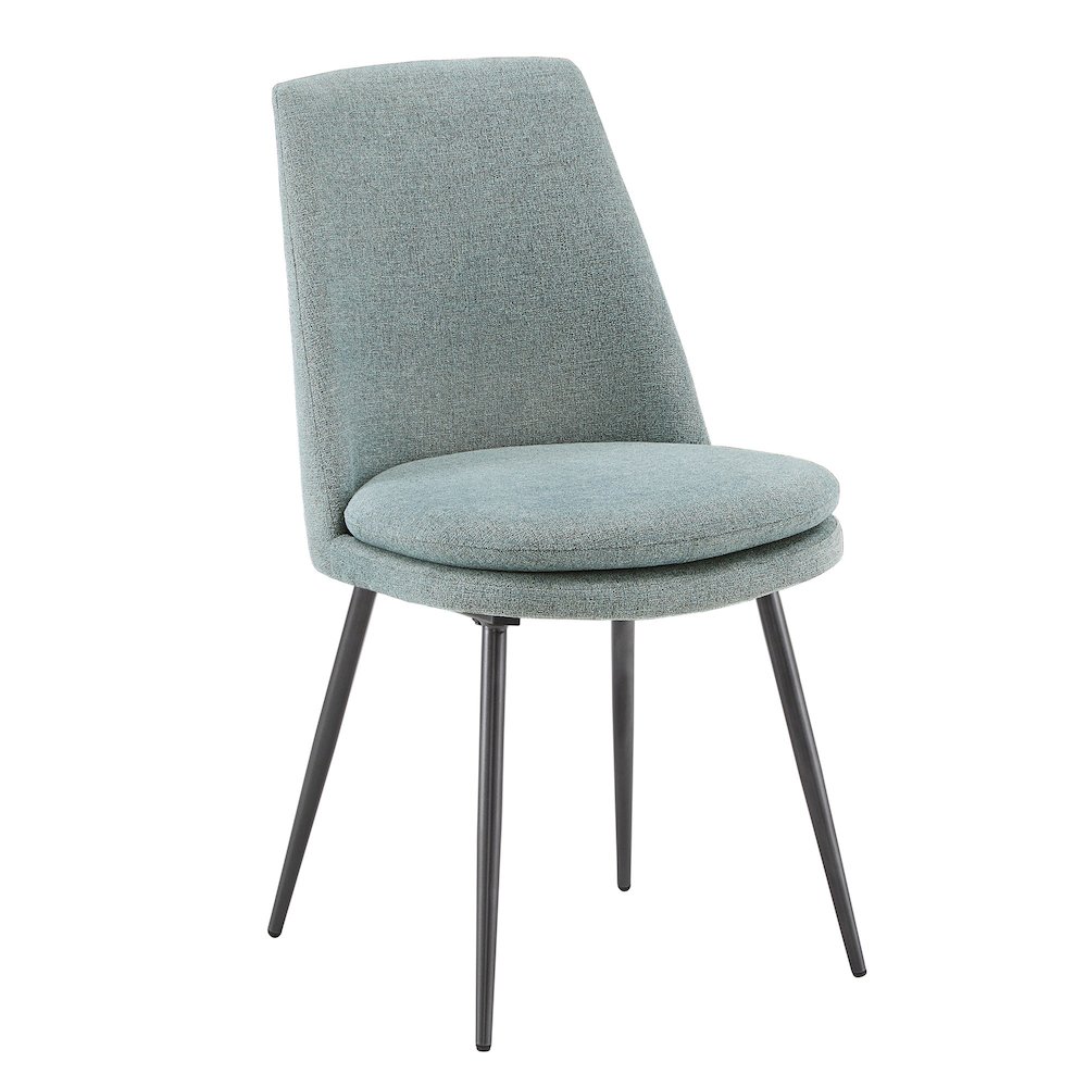 Set of 2, Iron Grey Finish Metal Blue Chenille Dining Chair. Picture 5