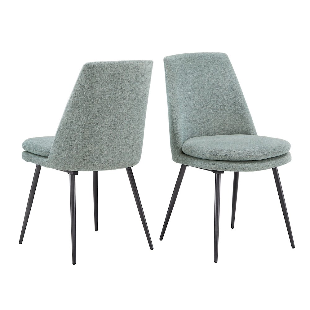 Set of 2, Iron Grey Finish Metal Blue Chenille Dining Chair. Picture 8